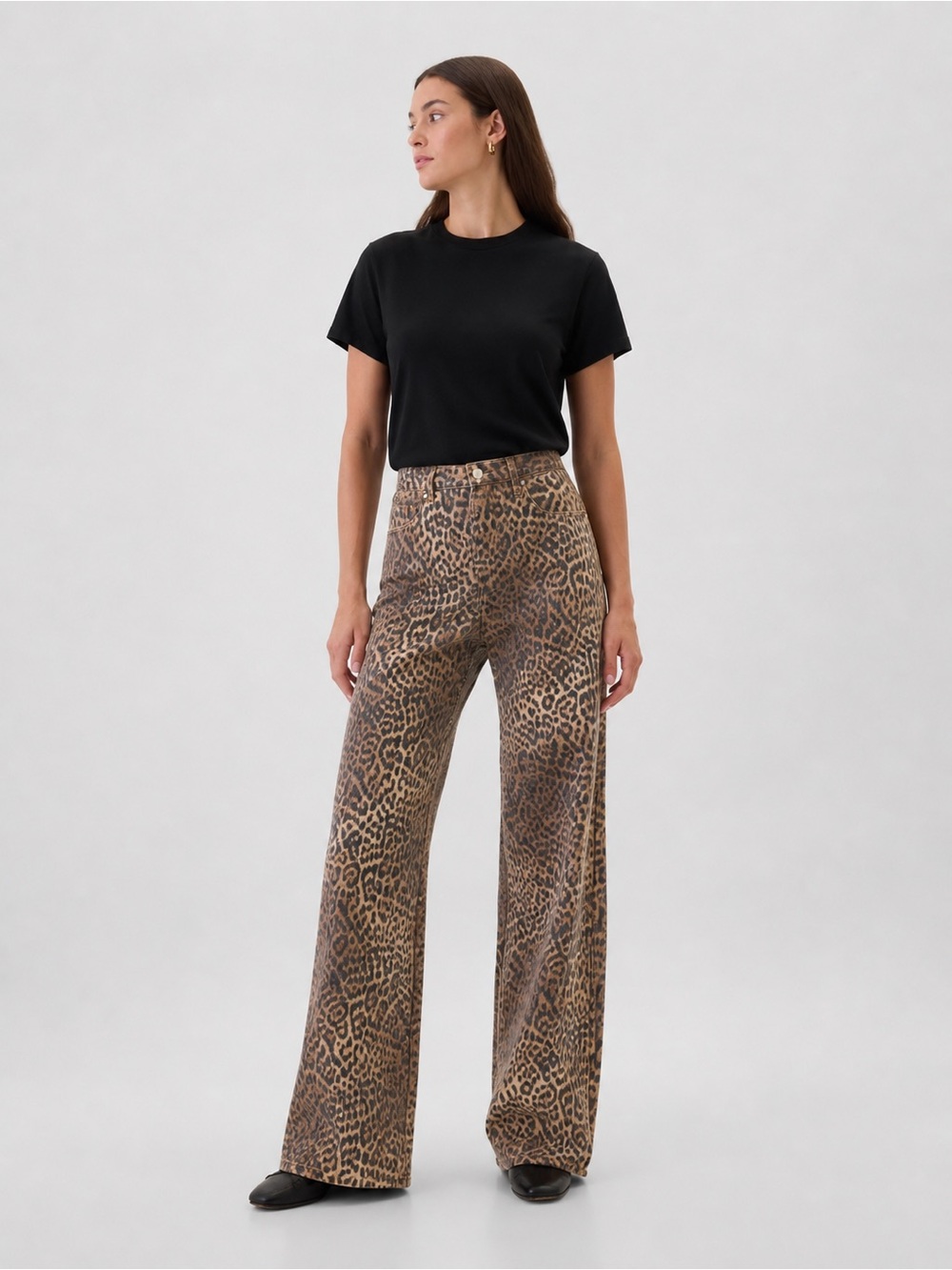GAP Leopard Print Jeans High Rise Wide Leg Size 8/29 Animal Print Trendy